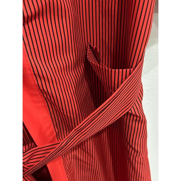 Vintage Mens Store Red Black Striped Kimono Robe With Belt One Size Made In USA - Picture 7 of 10